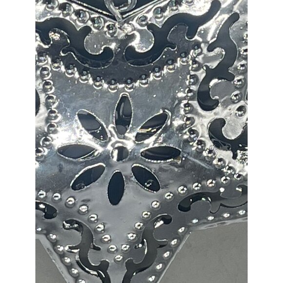 Christmas star ornament bell silver bell floral 3d embossed 4x5" string READ - Picture 2 of 5